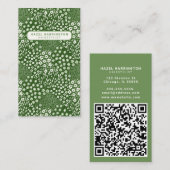 Granny Chic Aangepaste QR Code Scannable Groene Bl Visitekaartje (Voorkant / Achterkant)