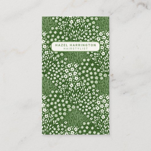 Granny Chic Aangepaste QR Code Scannable Groene Bl Visitekaartje (Voorkant)