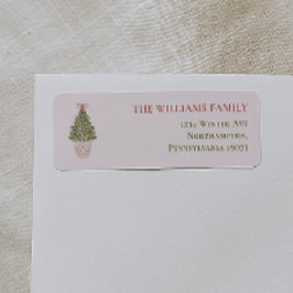 Granny Chic Coquette Christmas Tree Return Address Etiket