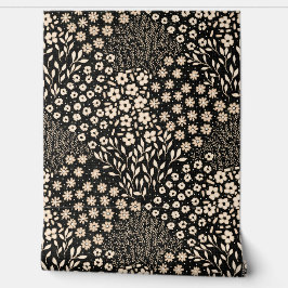Granny Chic Country Modern Bloemen Zwart Beige Behang