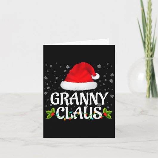 Granny Claus Christmas Lights Santa Pajama Family  Kaart (Voorkant)