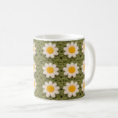 Granny Daisy Crochet Pattern Floral Retro Texture Koffiemok (Voorkant rechts)
