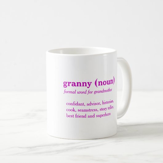 Granny dictionary definition aangepaste paarse mok (Voorkant rechts)