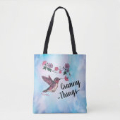Granny Dingen, Hummingbird en Flowers Canvas tas (Voorkant)