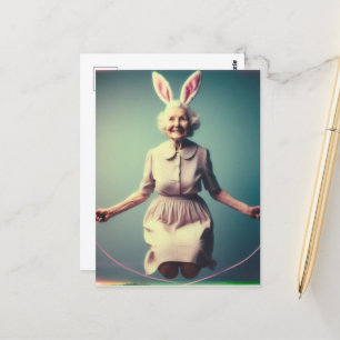 Granny Easter Bunny Springtouw Briefkaart