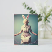 Granny Easter Bunny Springtouw Briefkaart (Staand voorkant)