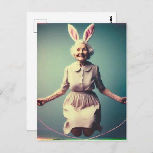 Granny Easter Bunny Springtouw Briefkaart (Voorkant / Achterkant)