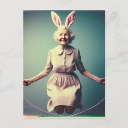 Granny Easter Bunny Springtouw Briefkaart (Voorkant)