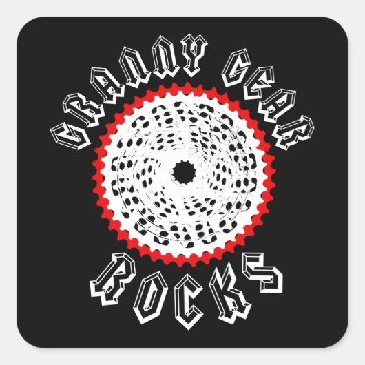 Granny Gear Rocks Cycling Vierkante Sticker (Voorkant)
