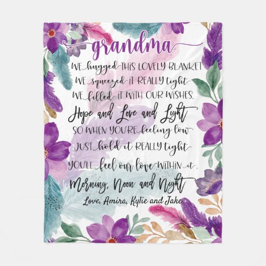Granny Gift, Custom Grandma Blanket, op maat gemaa Fleece Deken (Voorkant)