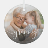 Granny Grandma Script Overlay Glas Ornament (Voorkant)