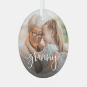 Granny Grandma Script Overlay Glas Ornament (Voorkant links)