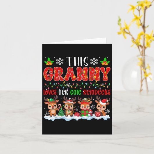 Granny houdt van haar Schattigee rendieren Xmas Gr Kaart (Gele Bloem)