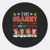 Granny houdt van haar Schattigee rendieren Xmas Gr Ronde Sticker (Voorkant)
