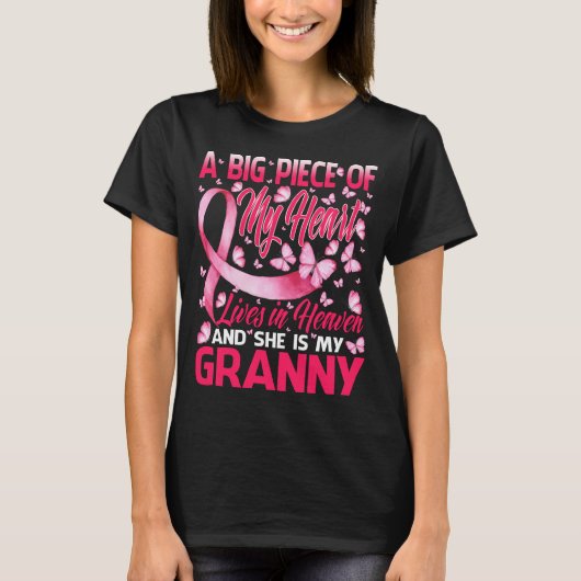 Granny in Heaven Butterfly Geweldige borstkanker T-shirt (Voorkant)