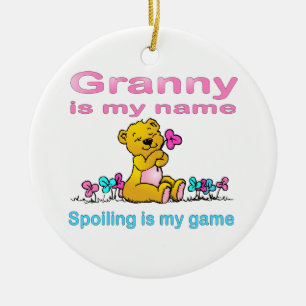 Granny is mijn naam. Spoelen is mijn spelletje. Keramisch Ornament