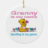 Granny is mijn naam. Spoelen is mijn spelletje. Keramisch Ornament (Achterkant)