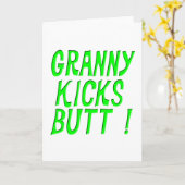 Granny Kicks Butt! Wenskaart Kaart (Gele Bloem)