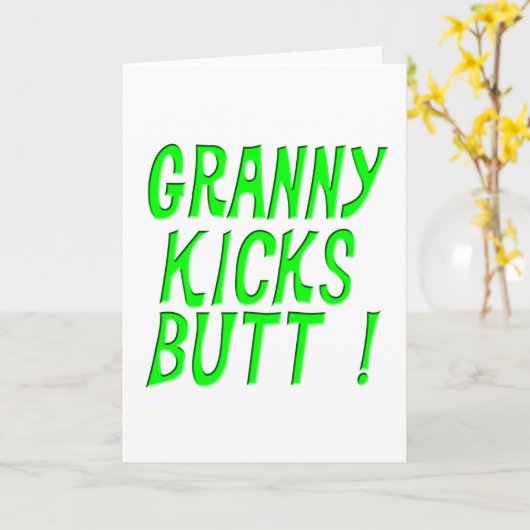 Granny Kicks Butt! Wenskaart Kaart (Gele Bloem)