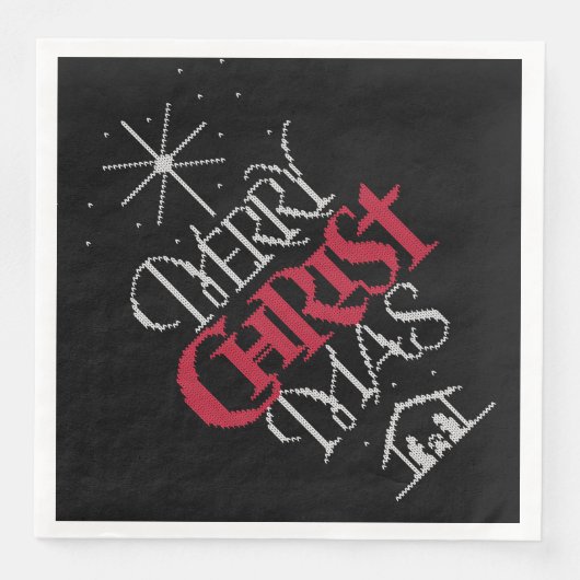 Granny Knit Christelijke Lelijke Vrolijke Kersttru Servet (Voorkant)