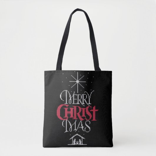 Granny Knit Merry Christus Mas Religieuze Kerstmis Tote Bag (Voorkant)