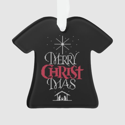 Granny Knit Religieuze Ugly Merry KerstSweater Ornament (voorkant)