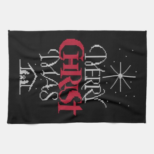 Granny Knit Religieuze Ugly Merry KerstSweater Theedoek (Horizontaal)