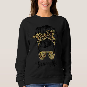Granny Life Messy Hair Bun Leopard Women's Trui
