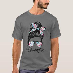 Granny Life Messy Hair Bun Women Moederdag Funn T-shirt