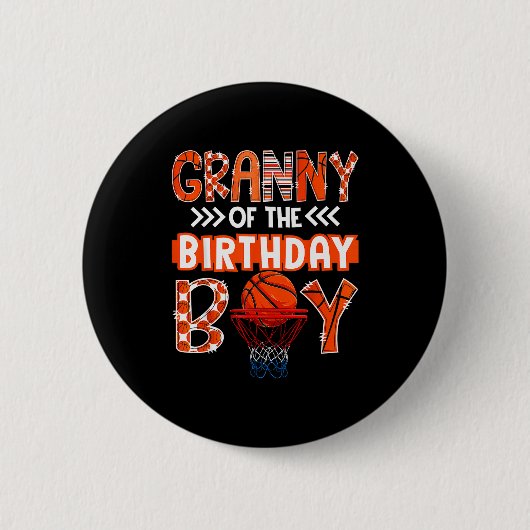 Granny Of The Birthday Boy Basketball Lover Matchi Ronde Button 5,7 Cm (Voorkant)