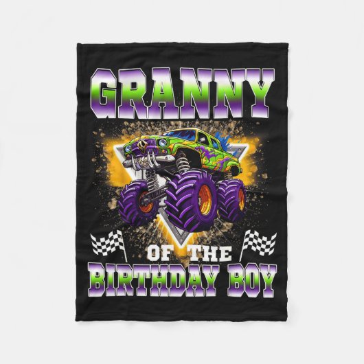 Granny Of The Birthday Boy Monster Truck Birthday Fleece Deken (Voorkant)