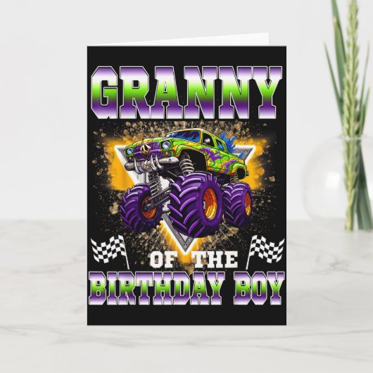 Granny Of The Birthday Boy Monster Truck Birthday  Kaart (Voorkant)