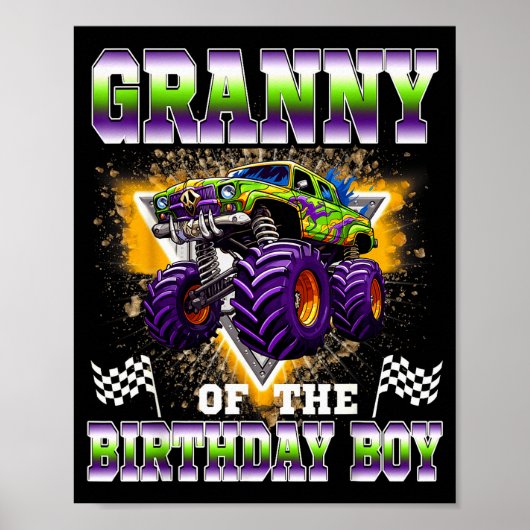 Granny Of The Birthday Boy Monster Truck Birthday  Poster (Voorkant)