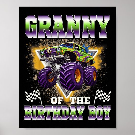 Granny Of The Birthday Boy Monster Truck Birthday  Poster (Voorkant)