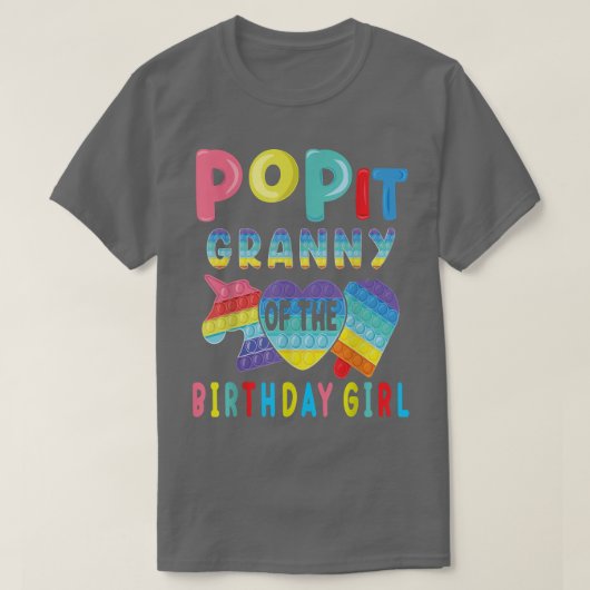 granny of the Birthday Girl Pop It Unicorn Birthda T-shirt (Design voorkant)