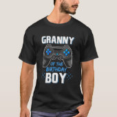 Granny of the Birthday Party Boy Matching Family V T-shirt (Voorkant)
