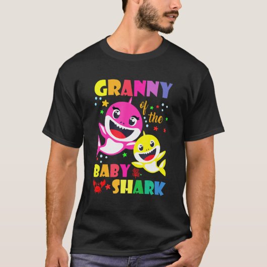 Granny Of The Birthday Shark Dad Mom Matching Fami T-shirt (Voorkant)