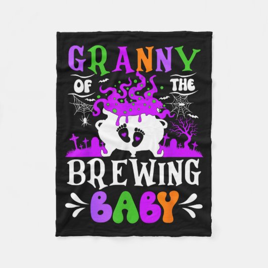 Granny Of The Brewing Baby Grandma To Be Halloween Fleece Deken (Voorkant)