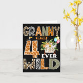 Granny Of The Four Ever Wild Safari 4th Birthday B Kaart (Gele Bloem)