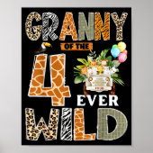 Granny Of The Four Ever Wild Safari 4th Birthday B Poster (Voorkant)