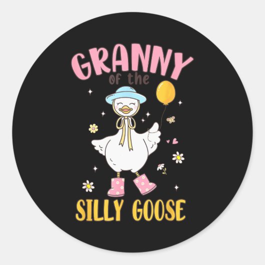 Granny Of The Silly Goose First Birthday Family Ma Ronde Sticker (Voorkant)