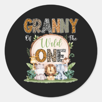 Granny of the Wild eerste verjaardag safari hout Ronde Sticker