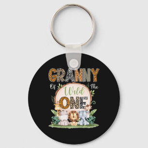 Granny of the Wild eerste verjaardag safari hout Sleutelhanger