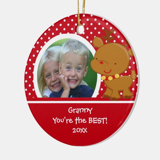 Granny Photo Reindeer Kerstversier Keramisch Ornament (Links)
