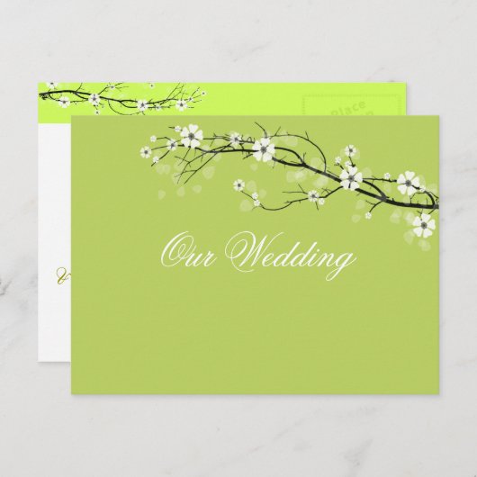 Granny Smith appelbloesems save date/DIY kleur Aankondigingskaart (Voorkant / Achterkant)