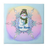 Granny Snowflake Snowman tile Tegeltje (Voorkant)