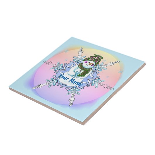 Granny Snowflake Snowman tile Tegeltje (Zijkant)