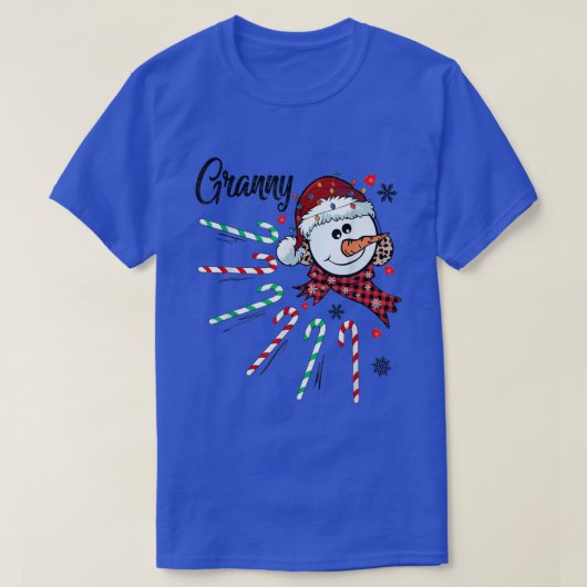 Granny Snowman Candy Cane Kerstmis Funny T-shirt (Design voorkant)