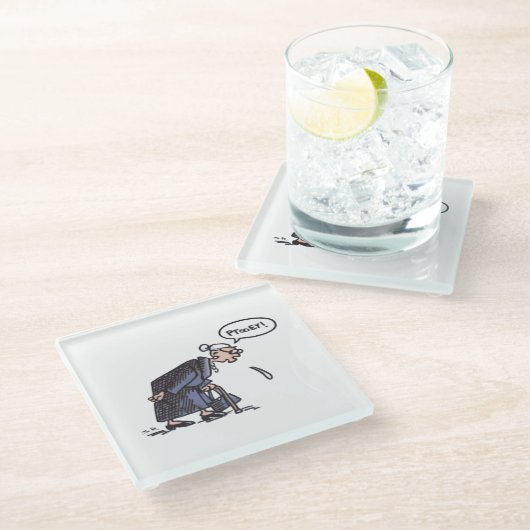 Granny Spitting clear glass onderzetter (Schuin)