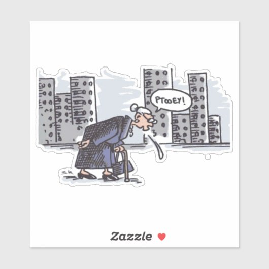 Granny Spitting, contoursticker. Sticker (Vel)